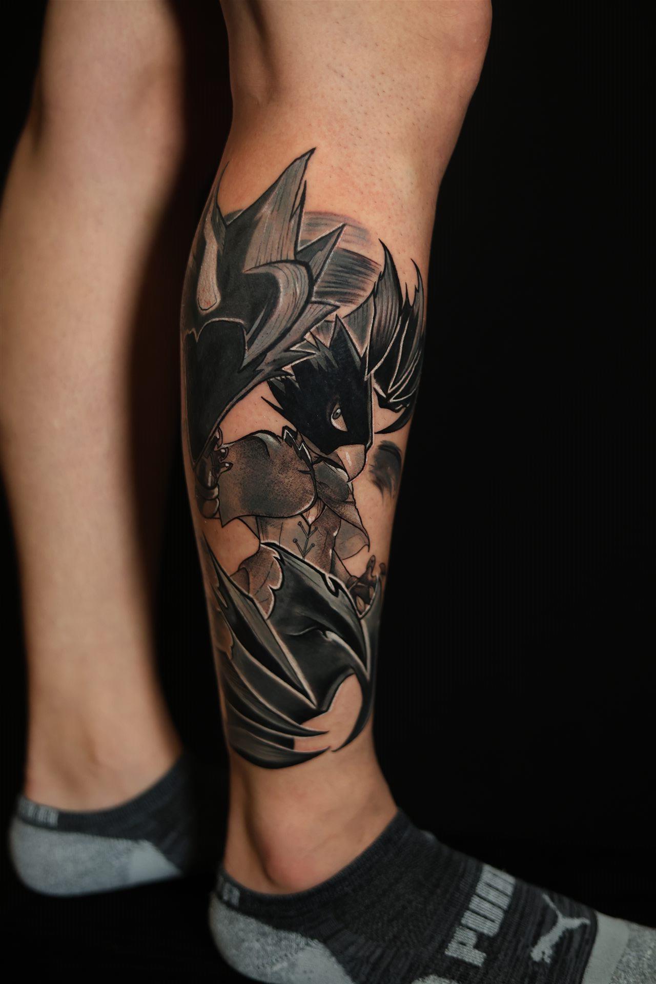 Fumikage Tokoyami My Hero Academia tattoo — calf